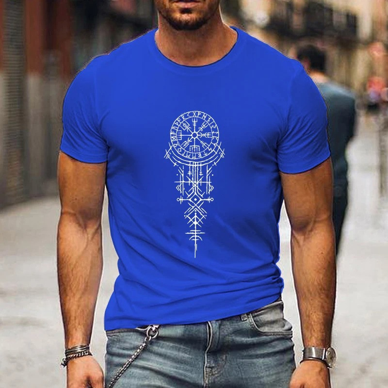T-shirt Viking Design Rune Viking couleur bleu foncé
