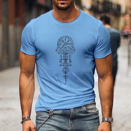T-shirt Viking Design Rune Viking couleur bleu ciel