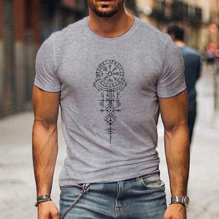 T-shirt Viking Design Rune Viking couleur gric chiné