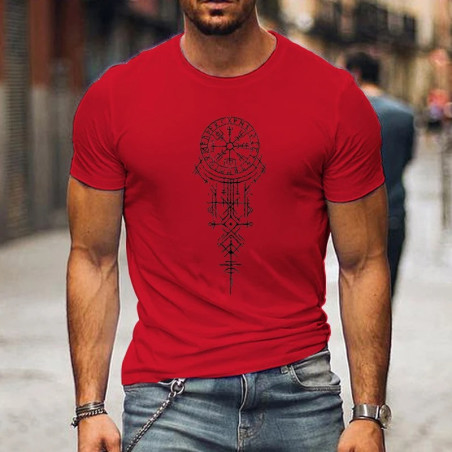 T-shirt Viking Design Rune Viking couleur rouge