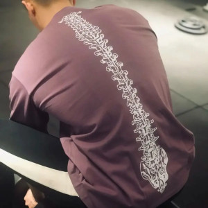 T-shirt Skull Colonne Vertébrale bordeaux pour sportifs