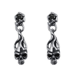 Boucles d'Oreilles Tête de Mort Pendante modèle noir