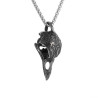 Collier Pendentif Gothique Tête de Mort Crâne de Corbeau Sculpté