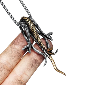 Collier Pendentif Nid de Serpents Mamba en Acier Inoxydable