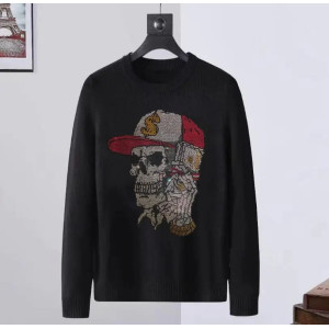 Magnifique Sweatshirt Tête de Mort Crâne Hip Hop Strasss