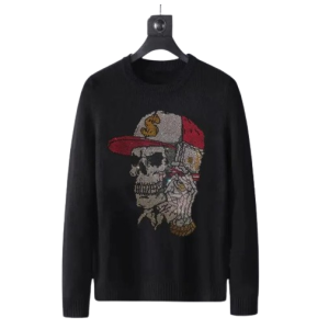 Sweatshirt Tête de Mort Crâne Hip Hop Strass