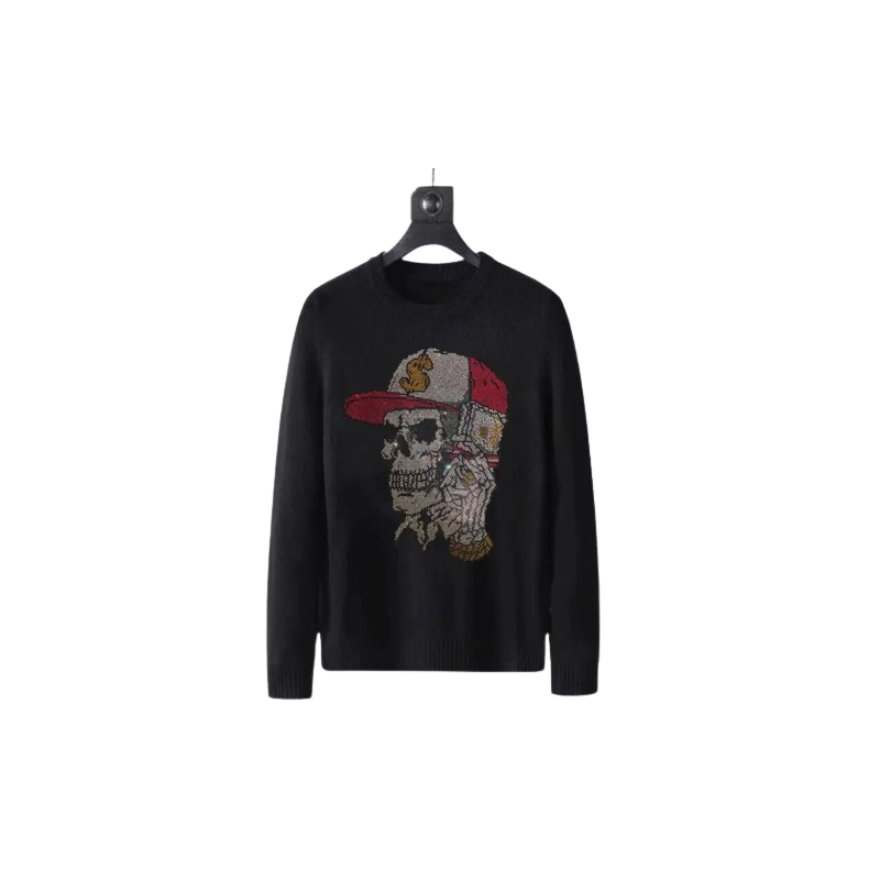 Sweatshirt Tête de Mort Crâne Hip Hop Strass