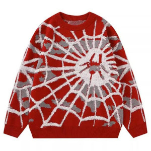 Pull Sweatshirt Grand Toile d'Araignée rouge