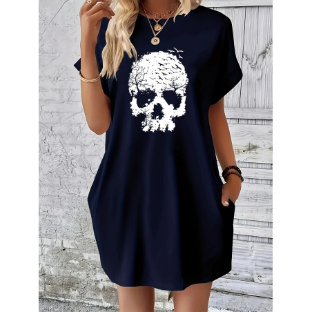 Petite Robe Tête de Mort Crâne  couleur Bleu marine