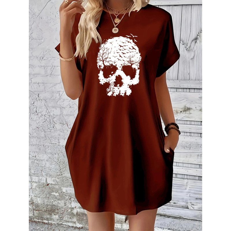 Petite Robe Tête de Mort Crâne couleur marron
