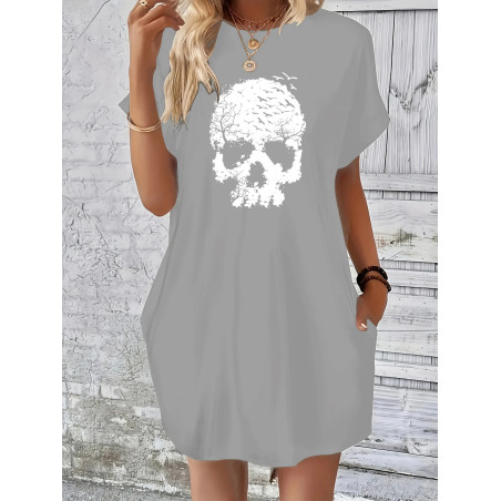 Petite Robe Tête de Mort Crâne couleur Gris
