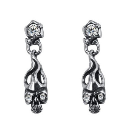 Boucles d'Oreilles Tête de Mort Pendante modèle blanc