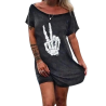 Petite Robe Punk Rock Metal à Motif Main de Squelettte "Peace And Love"