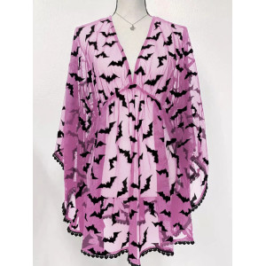 Robe Gothique Transparente en Mousseline de Soir Motifs Chauve-Souris modèle rose