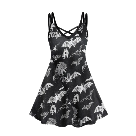 Robe Tête de Mort Grandes Chauves-Souris et Créatures Goth