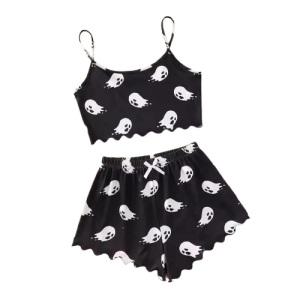 Ensemble Pyjama Short et Haut Gothique Petits Fantômes Volants