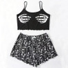 Ensemble Pyjama Short et Haut Gothique Danse de Squelettes