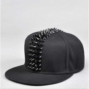 Casquette Crête Punk Cloutée - couleurs noir