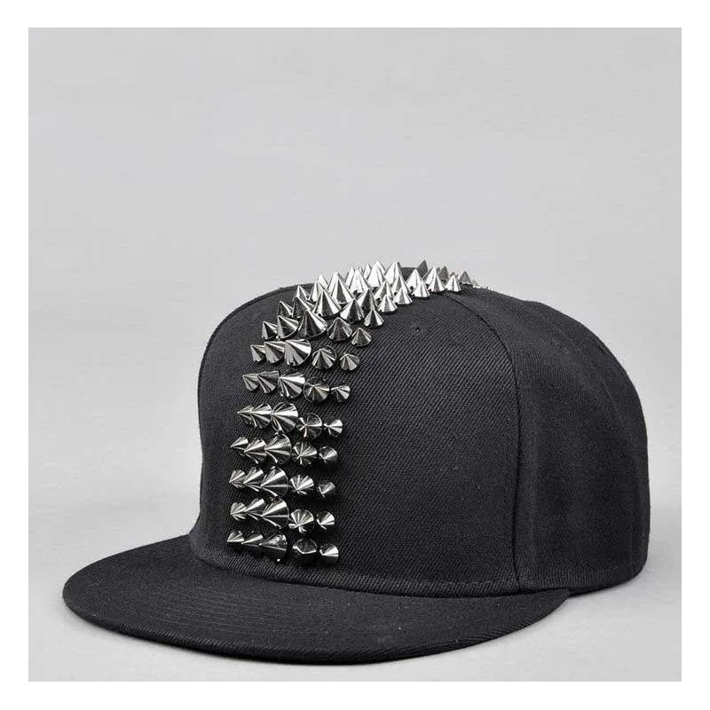 Casquette Crête Punk Cloutée - couleurs argent