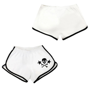 Short Gothique College Rétro Tête de Mort Skull Pirates et étoiles  couleur blanc