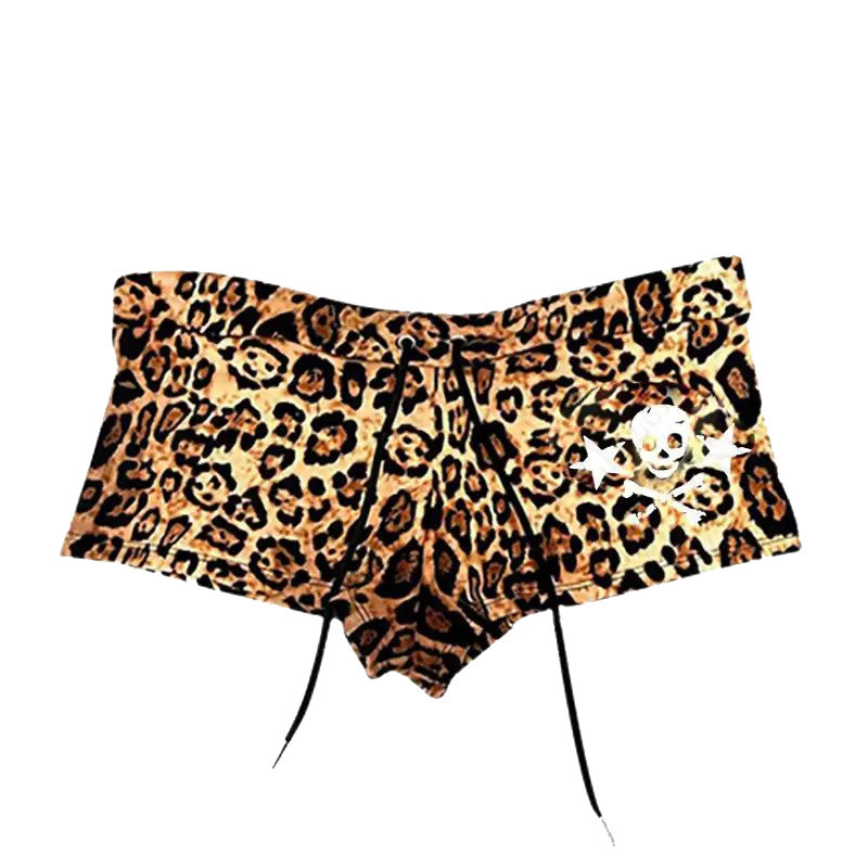 Short Gothique Sexy Tête de Mort Skull Pirates et étoiles Couleur Léopard couleur or