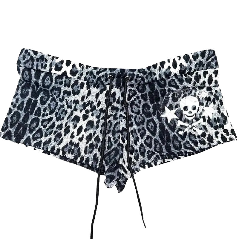 Short Gothique Sexy Tête de Mort Skull Pirates et étoiles Couleur Léopard couleur argent