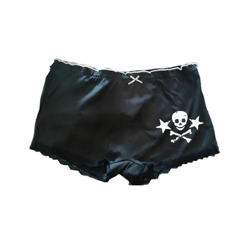 Short Gothique Teenage Tête de Mort Skull Pirates et étoiles couleur noir