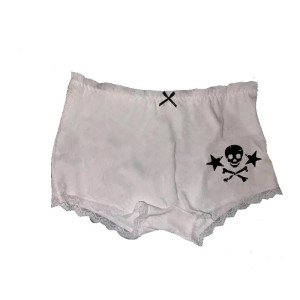 Short Gothique Teenage Tête de Mort Skull Pirates et étoiles couleur blanc