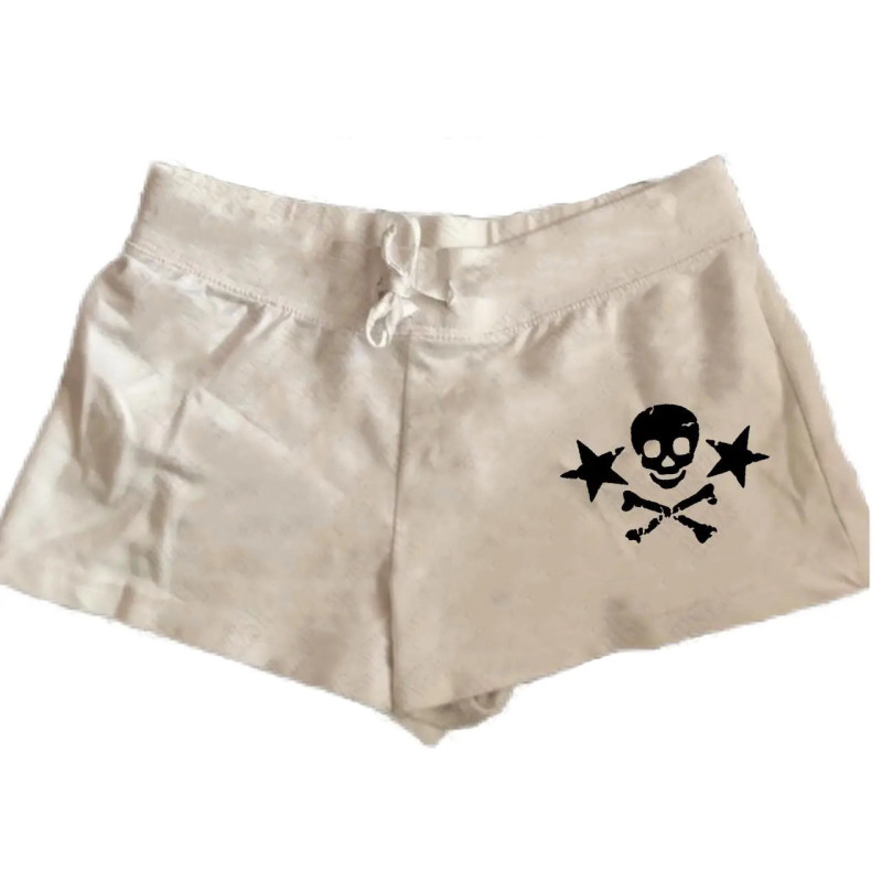 Short Court Tête de Mort Skull Pirates et étoiles