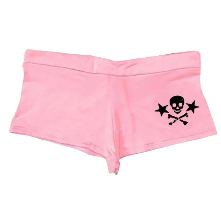 Short Sexy Tête de Mort Skull Pirates et étoiles couleur rose
