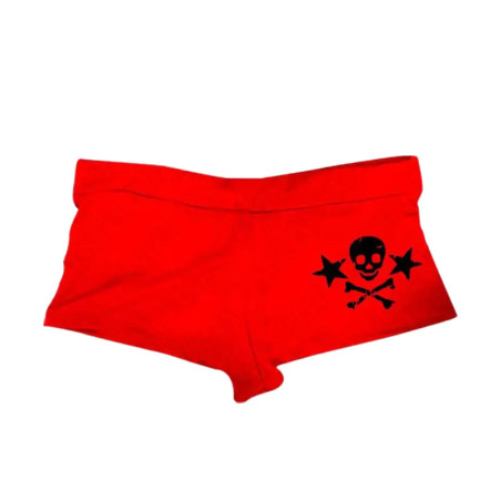 Short Sexy Tête de Mort Skull Pirates et étoiles couleur rouge