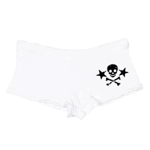 Short Sexy Tête de Mort Skull Pirates et étoiles couleur blanc