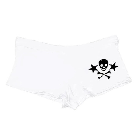 Short Sexy Tête de Mort Skull Pirates et étoiles couleur blanc
