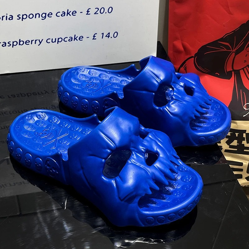 Chaussures Tête de Mort Monstrueuse Unisexe couleur bleu foncé