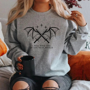 Sweatshirt Gothique Chic Chauve-Souris Rose à Manches Longues couleur gris