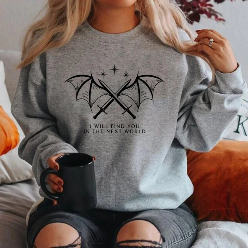 Sweatshirt Gothique Chic Chauve-Souris Rose à Manches Longues couleur gris
