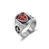 Bague Templier emblème blason armure rouge