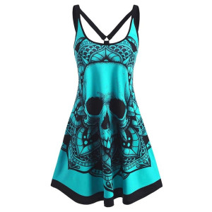 Robe Tête de Mort Fleur Mortelle couleur vert