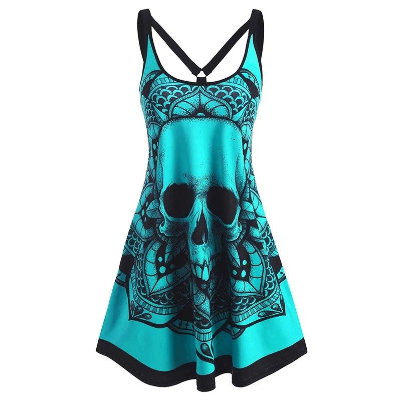 Robe Tête de Mort Fleur Mortelle couleur vert