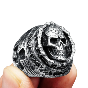 Bague Tête de Mort Biker Crâne Sombre Écho