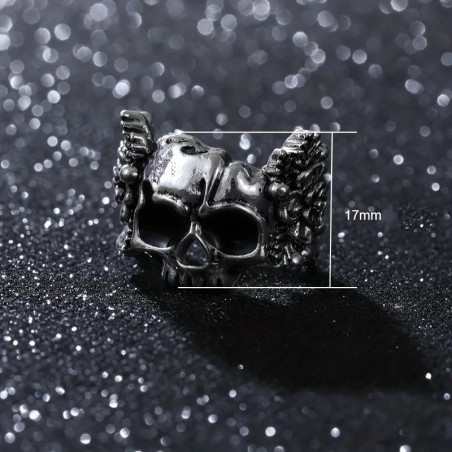 dimensions de la Bague Tête de Mort Démon au Crâne Fleuri