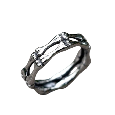 Bague Punk Rock Ossements Étreinte Osseuse