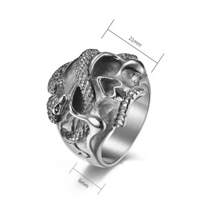 dimensions de la Bague Tête de Mort Crâne Serpent Ossuaire