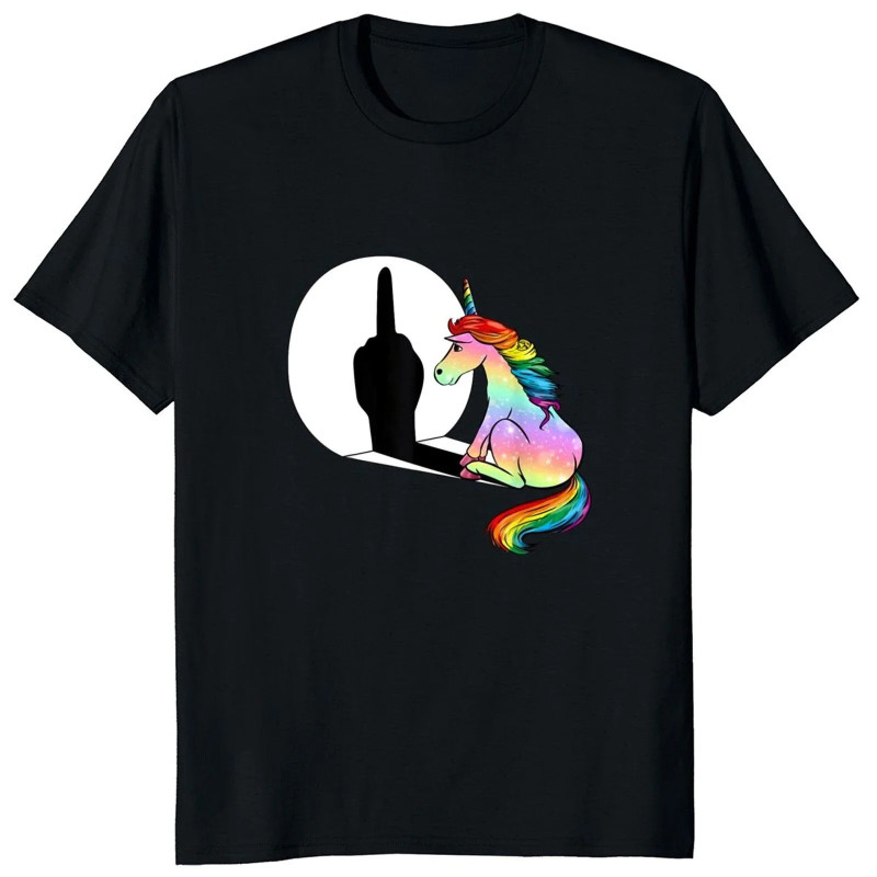 T-shirt Licorne Doigt d'Honneur "Fuck You" couleur noir