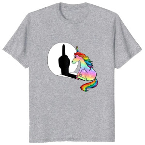 T-shirt Licorne Doigt d'Honneur "Fuck You" couleur gris