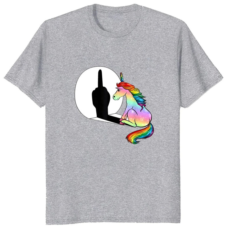 T-shirt Licorne Doigt d'Honneur "Fuck You" couleur gris