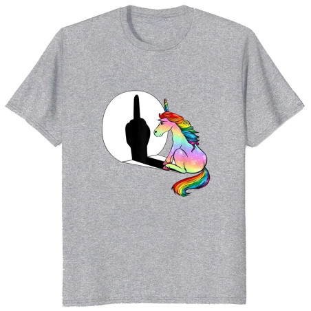 T-shirt Licorne Doigt d'Honneur "Fuck You" couleur gris