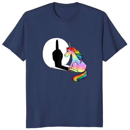 T-shirt Licorne Doigt d'Honneur "Fuck You" couleur bleu marine