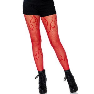 Collants Punk Rock à motifs Flammes couleur rouge