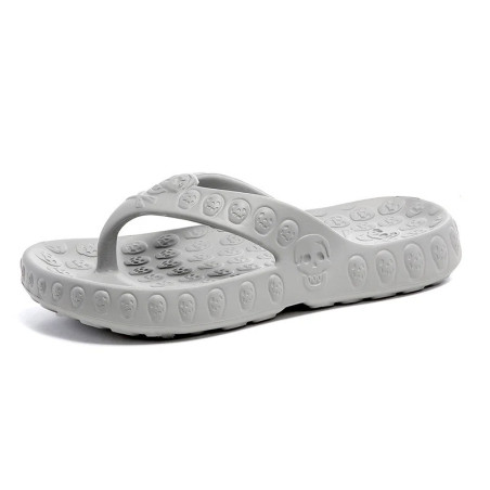 Tongs tête de mort pour hommes Crâne souriant couleur gris